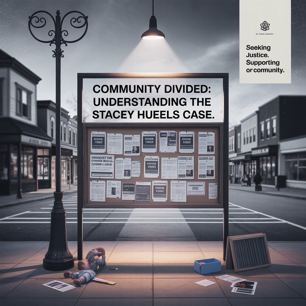 Headline text reading 'Stacey Huels Lawsuit: Impact on Community and Public Opinion' with subheading about public perception and community trust in banking leadership on a beige background.