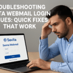 Employee troubleshooting Sevita Webmail login on a laptop