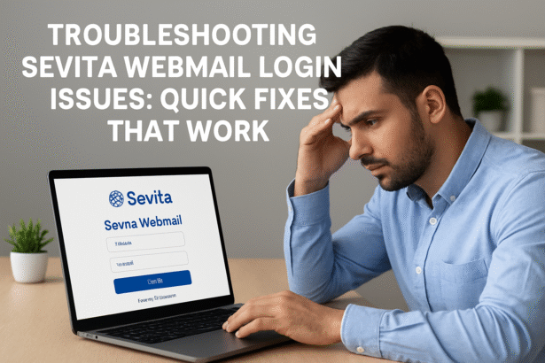 Employee troubleshooting Sevita Webmail login on a laptop